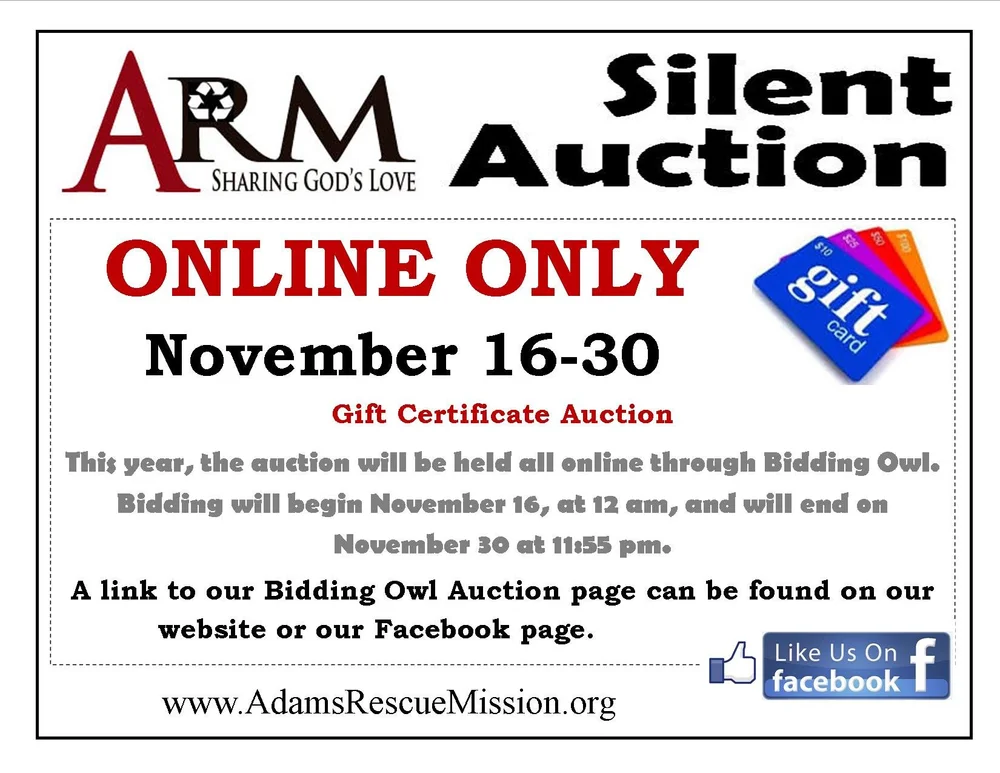 Gift Certificate Silent Auction — Adams Rescue Mission