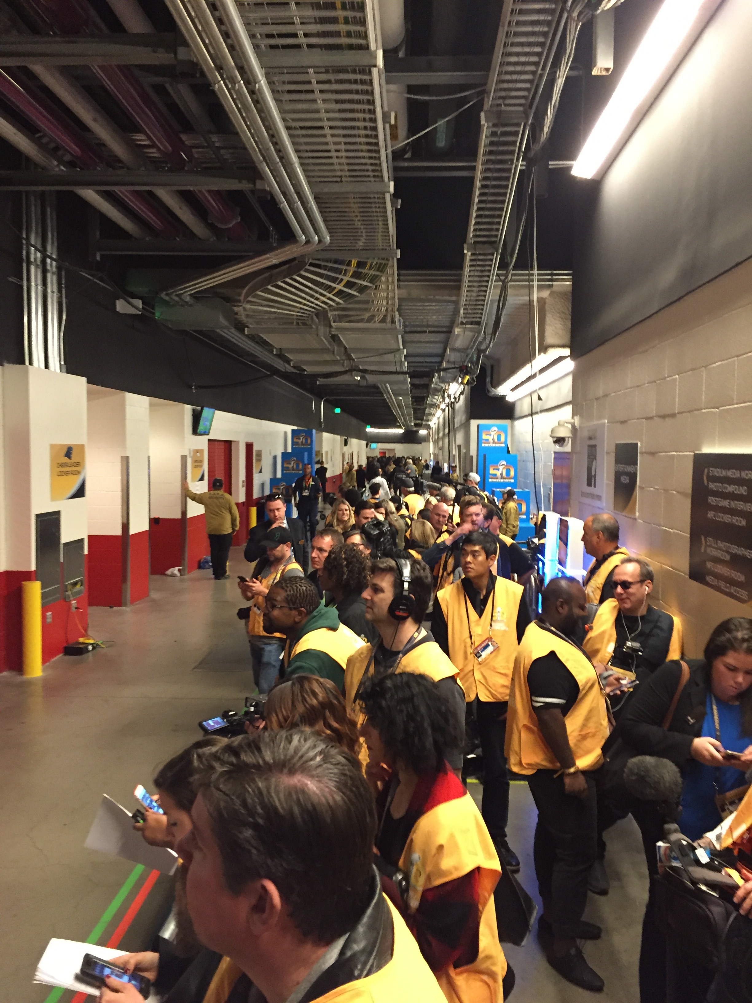  Crews waiting to go out for the Half-Time show at Super Bowl 50 