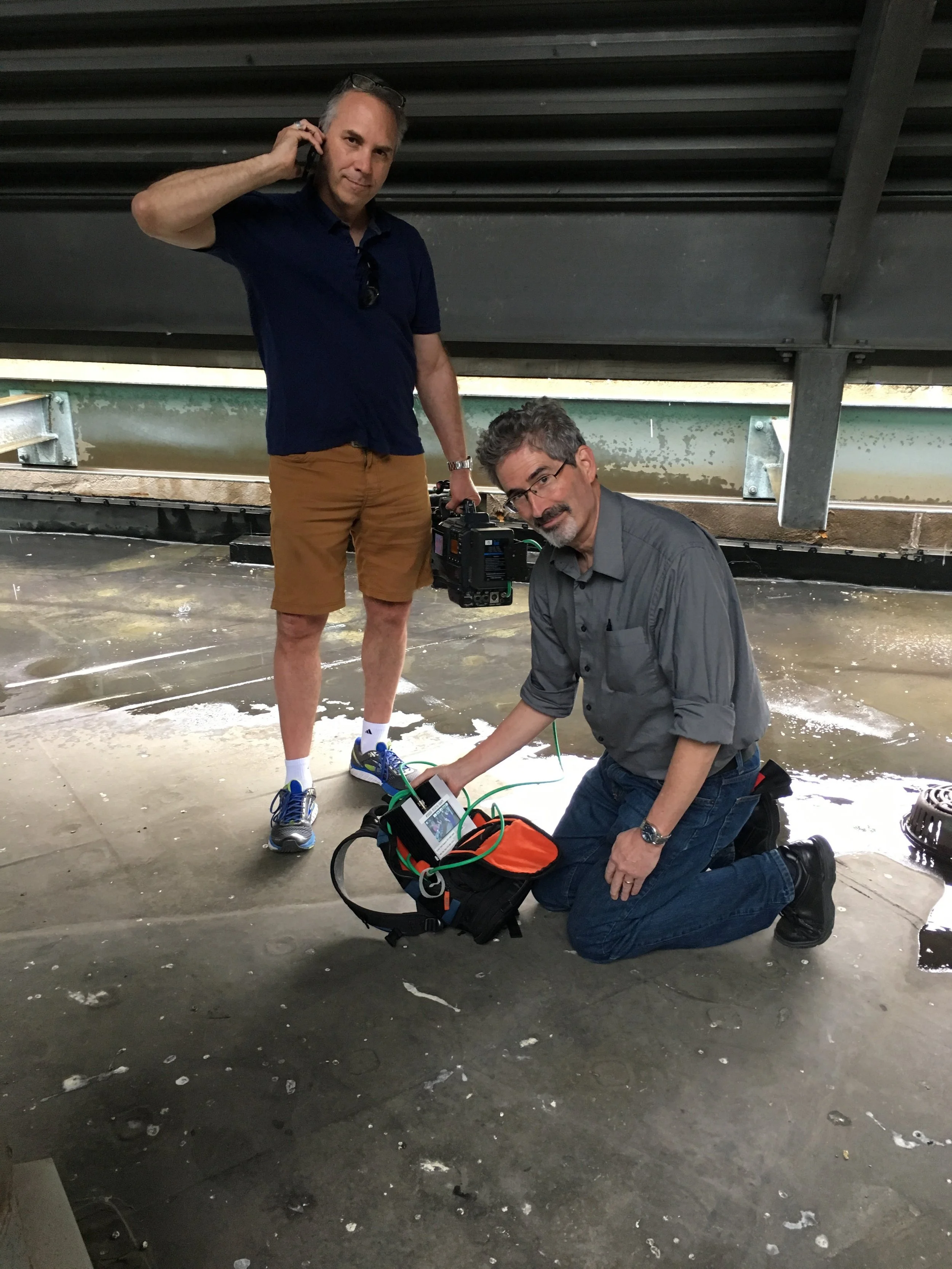 The glamour of TV: On the roof during a rainstorm trying to get a good enough signal to transmit footage via a LiveU for a story on Nightly News...that airs in an hour!