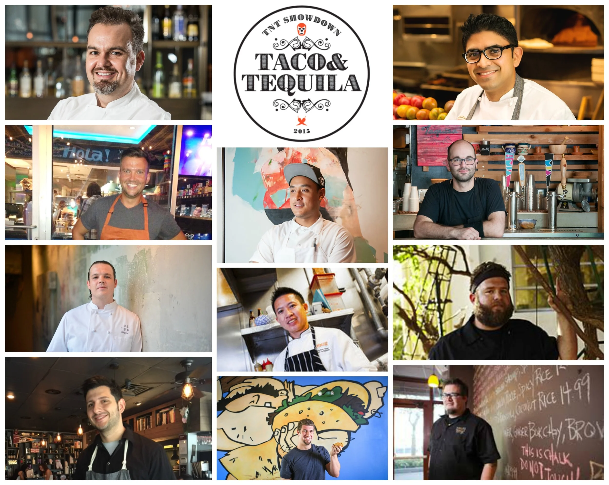 From Upper right: Chef Niven Patel, Chef Steve Santana, Chef Jeremiah Bullfrog, Chef Richard Hales, In Center: Brett Chiavari, Chef Bee, Chef Alex Chang, From Bottom Left:Chef Giorgio Rapicavoli, Chef Brad Kilgore, Chef Todd Erickson, Chef Aaron Brooks.