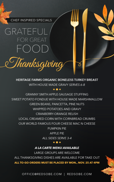 Red The Steakhouse Thanksgiving menu