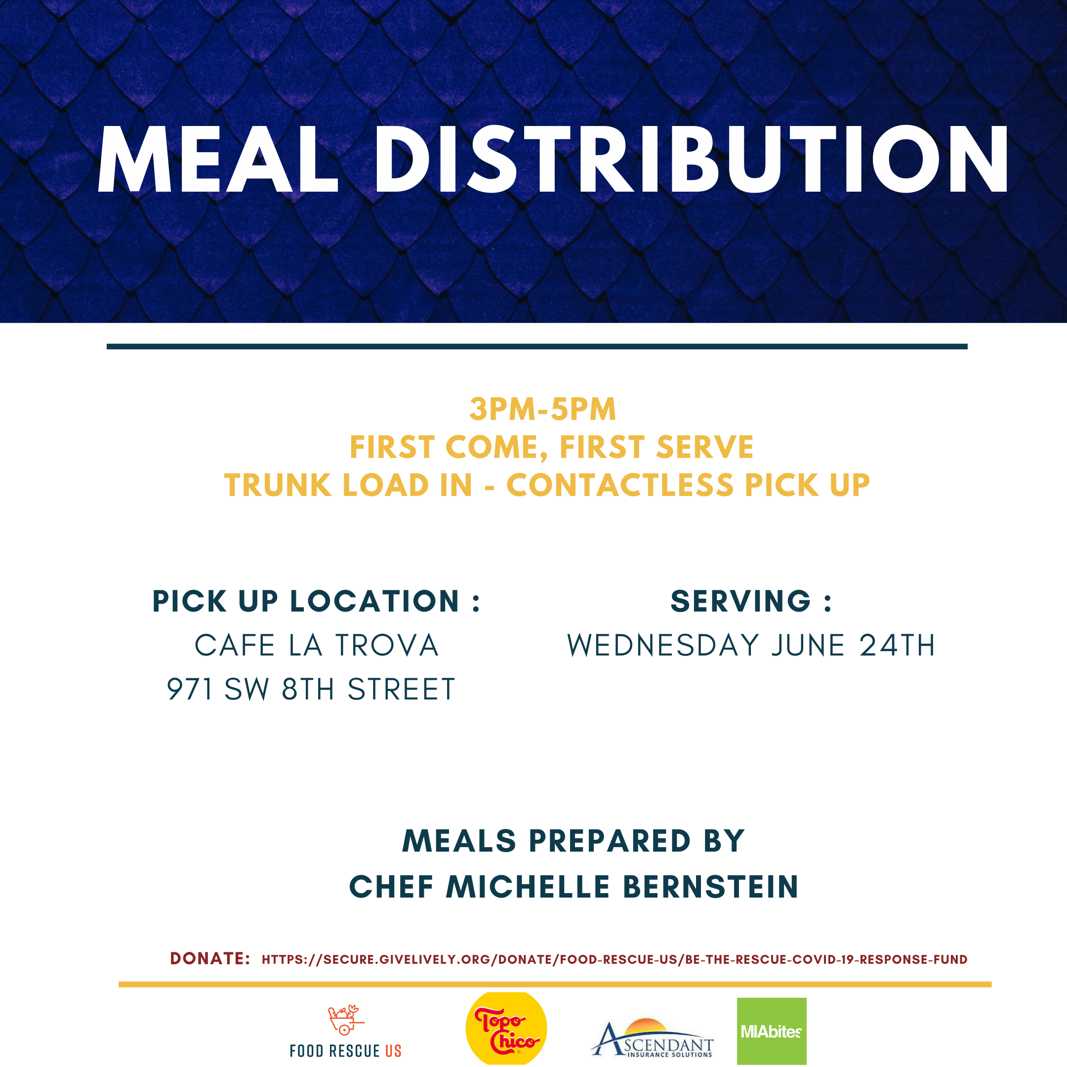 Cafe La Trova hosts Community Kitchen Meal Distribution with Food Rescue US-Miami