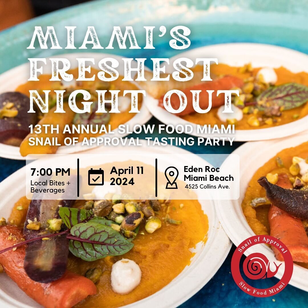 CONTEST: Enter to win 2 tickets($250 value) to the 13th Annual @slowfoodmiami Tasting event on Thursday 4/11 🐌 #snailofapproval 

Also known as &ldquo;The Freshest Night Out&rdquo;, this years event is being held at the iconic @edenrocmiamibeach wit