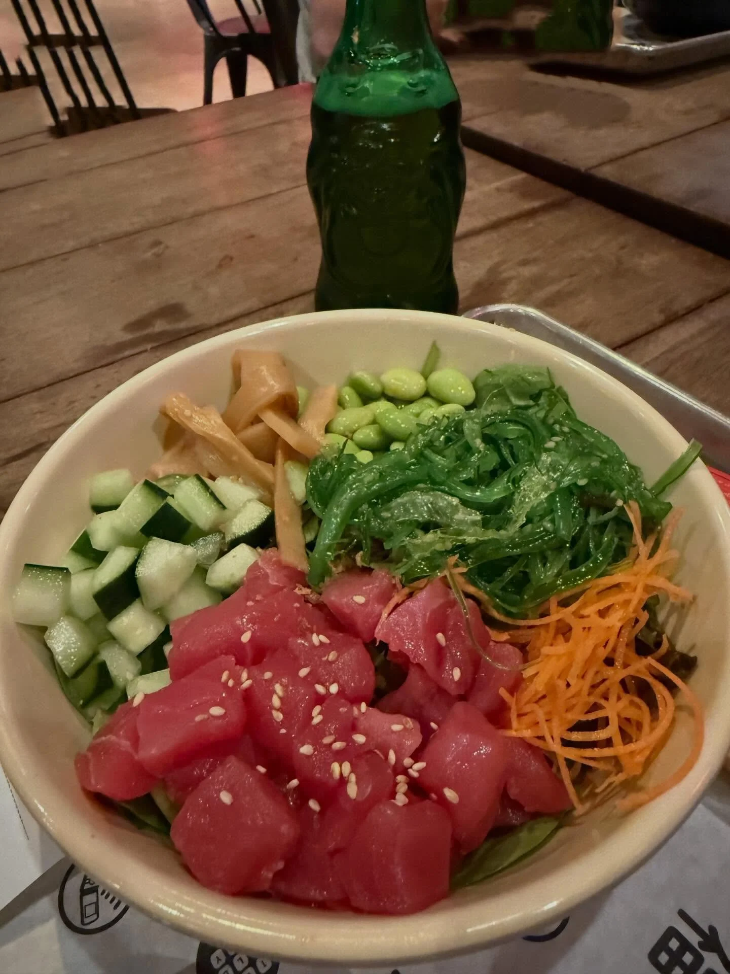 Still awesome Asian food and vibe at @1800lucky. 
Favorite sushi, hand rolls and poke at @bside_miami featured fresh tuna, seaweed salad, edamame, cucumber, crispy noodles over greens.
Ask for spicy mayo and extra soy sauce. 

Lots of other food opti