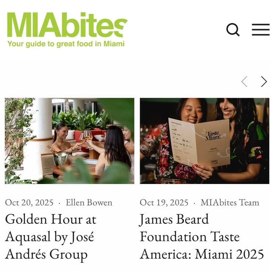 October is shaping up to be awesome!
Today&rsquo;s MIAbites features new &ldquo;Golden Hour &rdquo; at @aguasalmiamibeach beginning October 23rd and @beardfoundation #TasteAmerica at @sramartinezmiami with top local Miami chefs @chefmichy and @chefaa
