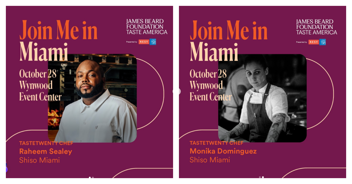 James Beard Foundation's ® Taste America Miami: Chefs Raheem Sealy, Monika Dominguez and Sebastian Vargas on October 28th&nbsp;