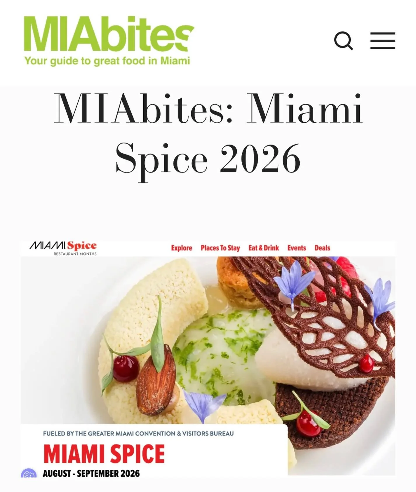 It&rsquo;s HERE! The tastiest 2 months in Miami fueled by the @greatermiamicvb @visitmiami.
#miamispice with 3 course prix fix menus for $40 lunch/brunch and $50 or $65 dinners. 

Our MIAbites contributors share their picks exploring new restaurants,