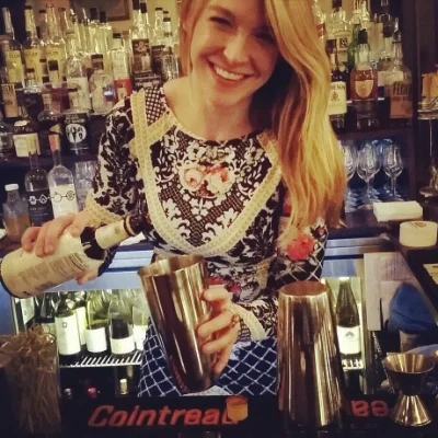 Our Mixologist Devin at the Bar