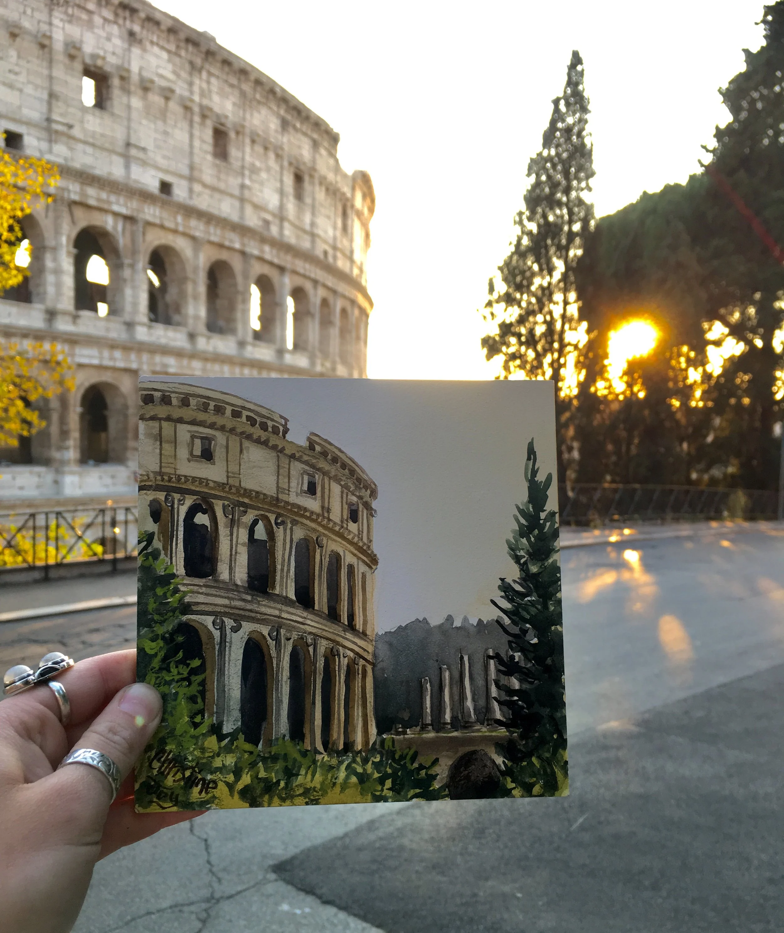 (Painting at the Colosseum in Rome)