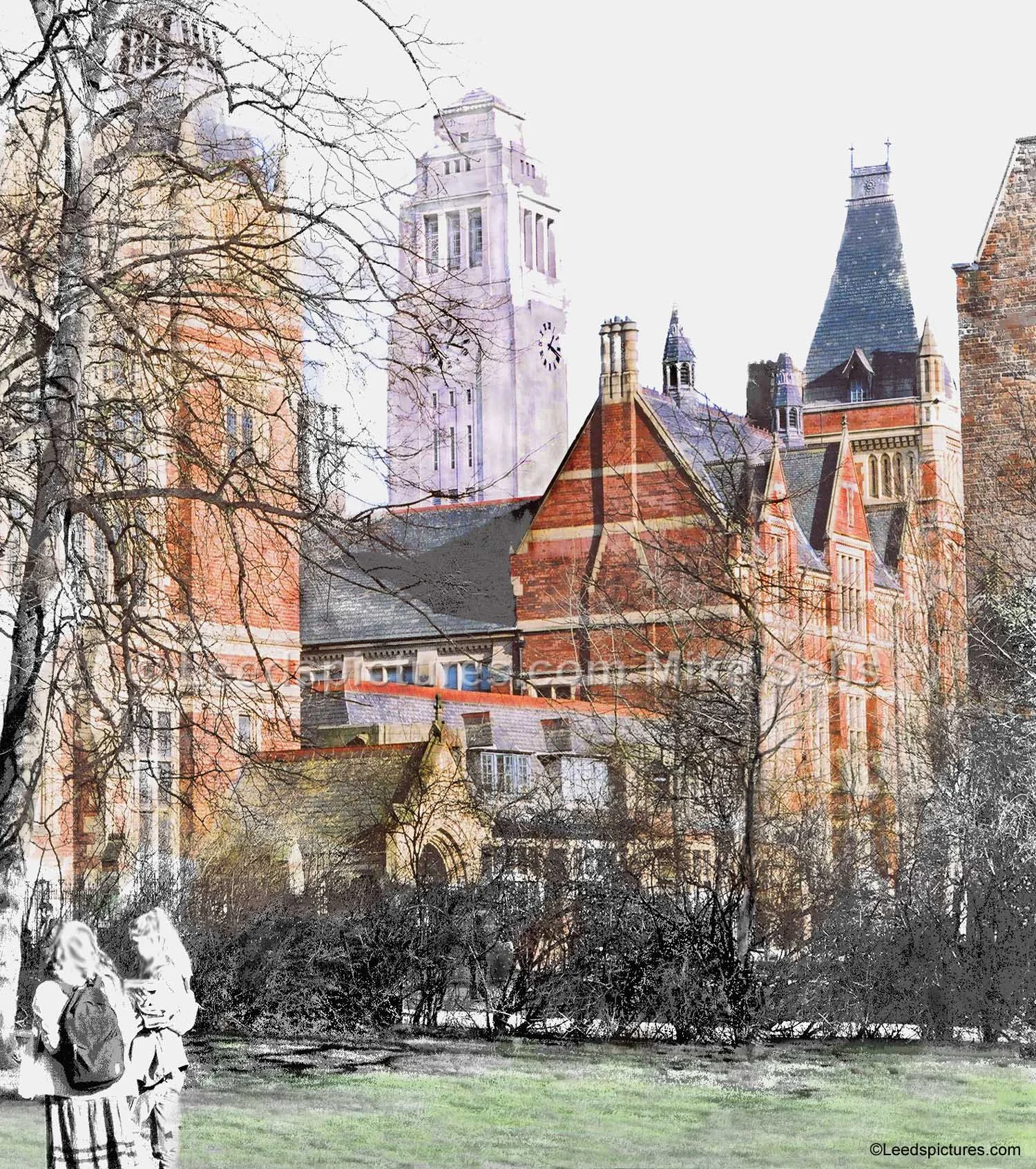 Leeds University: The Great Hall and the Parkinson 1 View across from the Students' Union