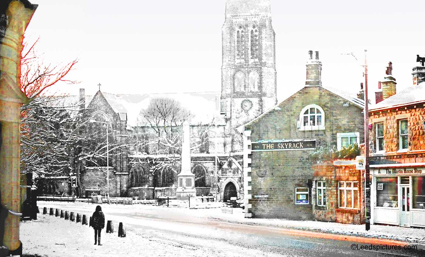 St Michael's Church and the Skyrack under snow Early sun on a Sunday morning after overnight snow