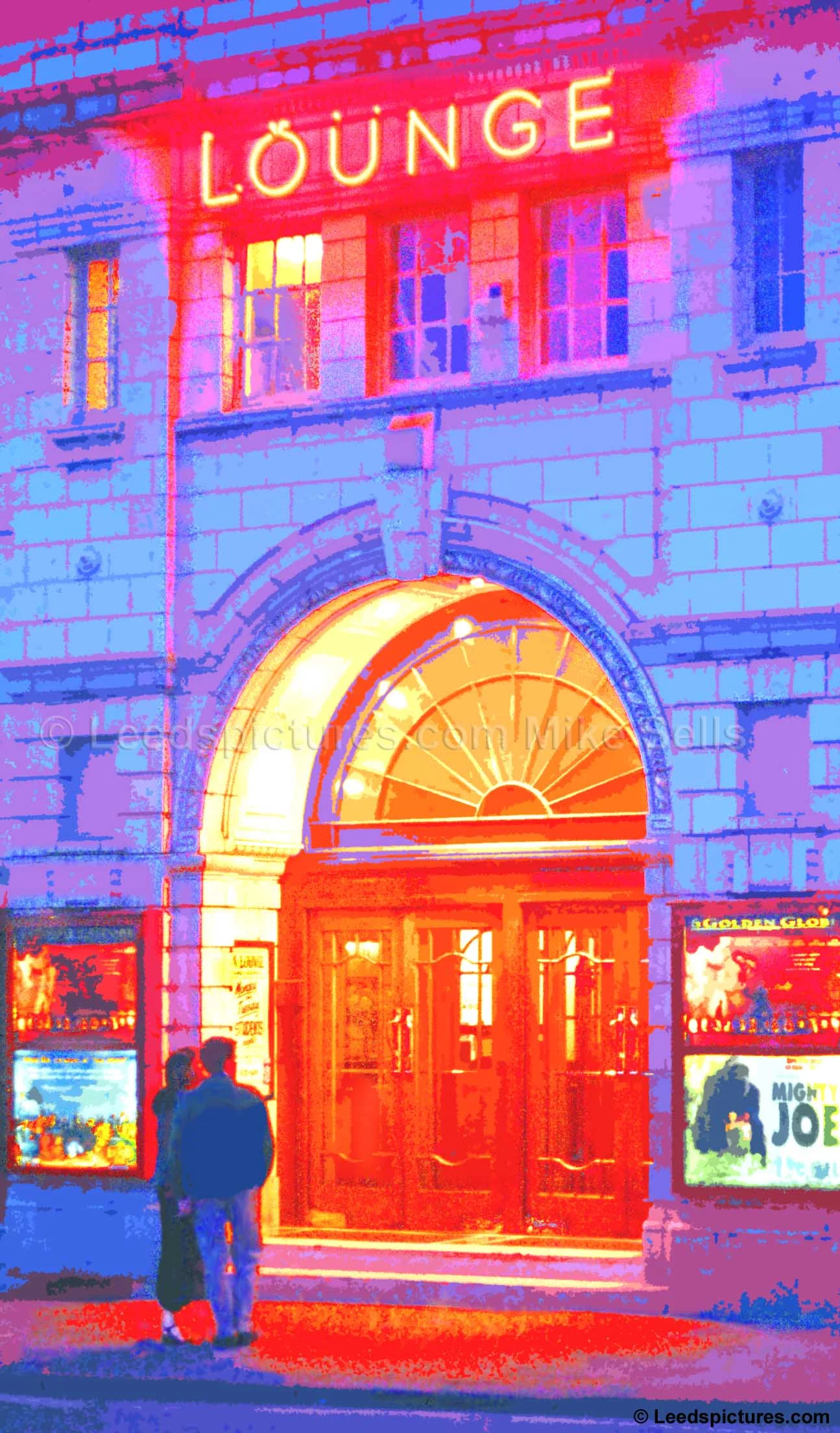 The old Lounge Cinema The couple just paused as they walked past - should they go in - had the film started ? The building is now the resteruant ASK, but the facade retained 