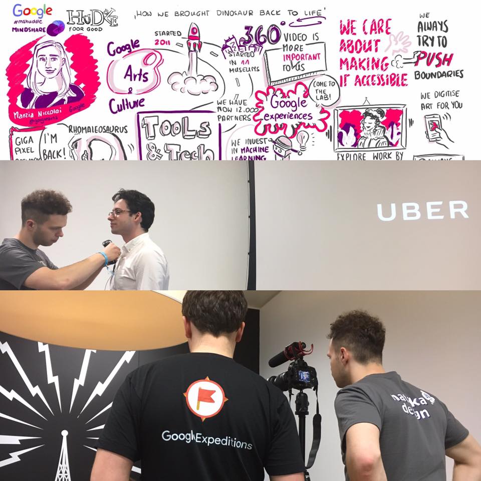 Graphically recording key messages from the talks and filming a highlight video at Huddle with Google and Mindshare, London 2016