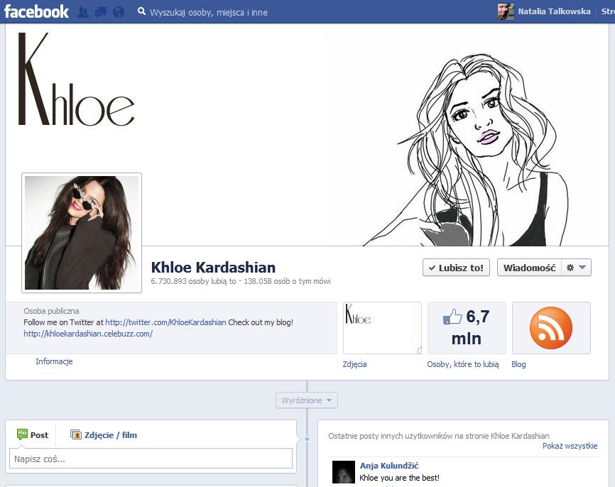 When you wake up and the Khloe Kardashian decided to put your drawing up as her Facebook Cover Picture. Yep. 