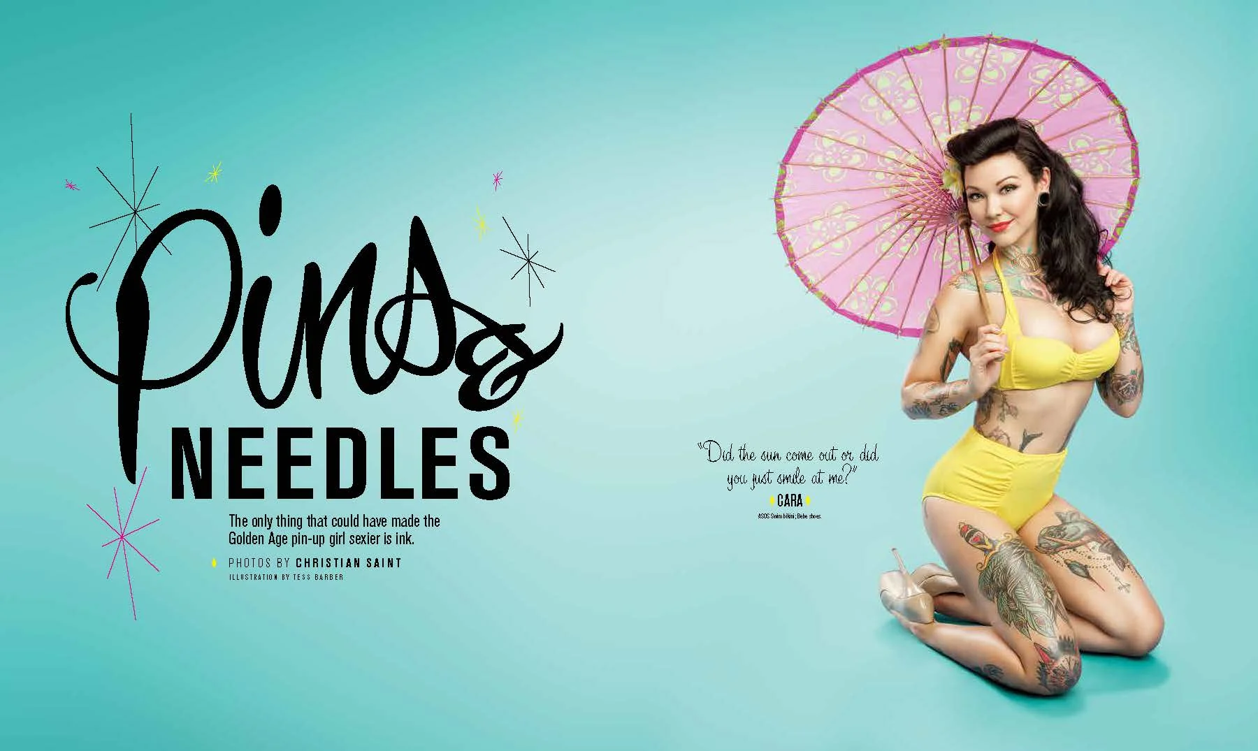 Illustration, lettering, and design for Inked Magazine's first pin-up issue. Feb./March, 2014.