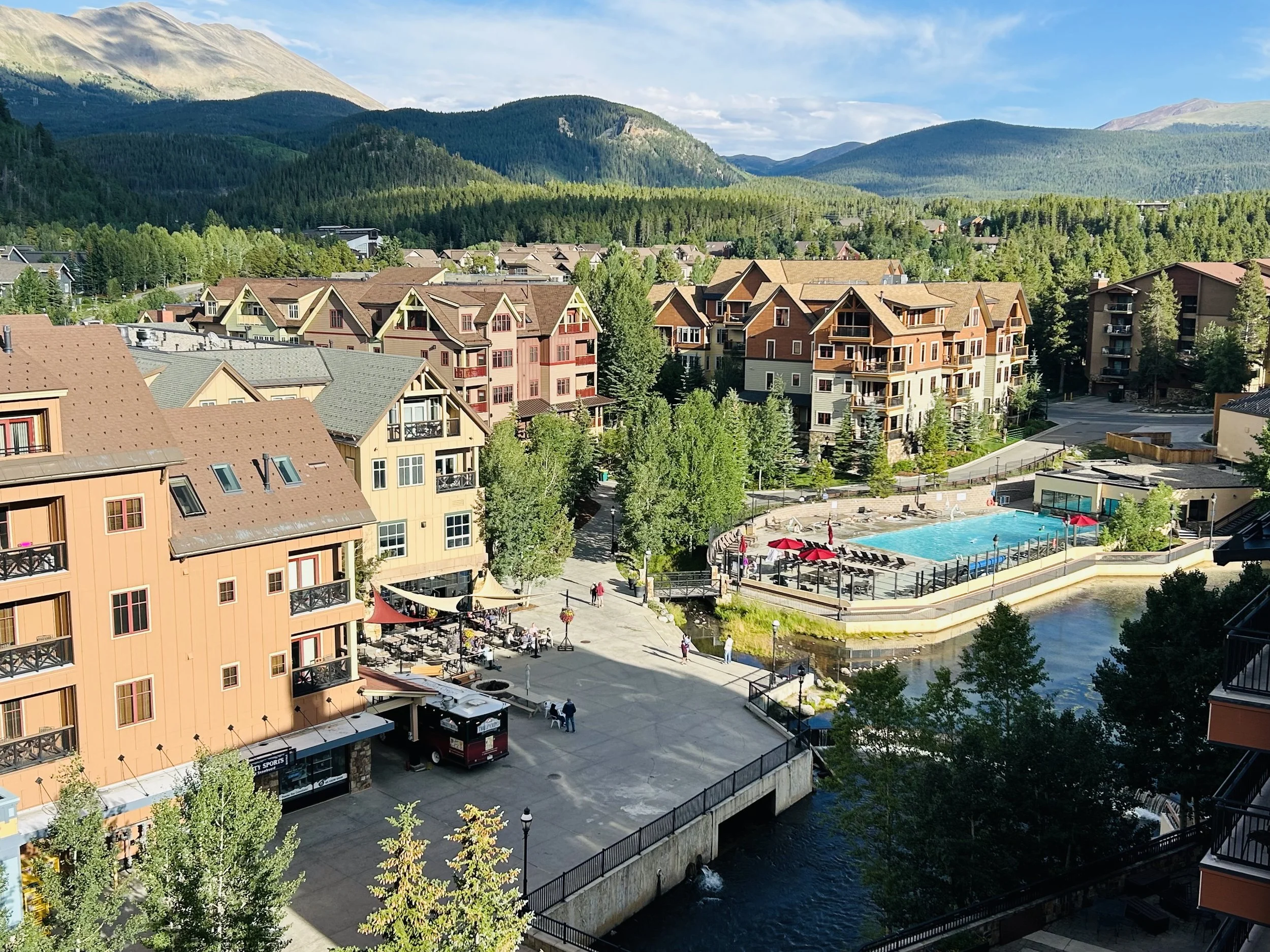 View from balcony looking south over Blue River and Mt Baldy