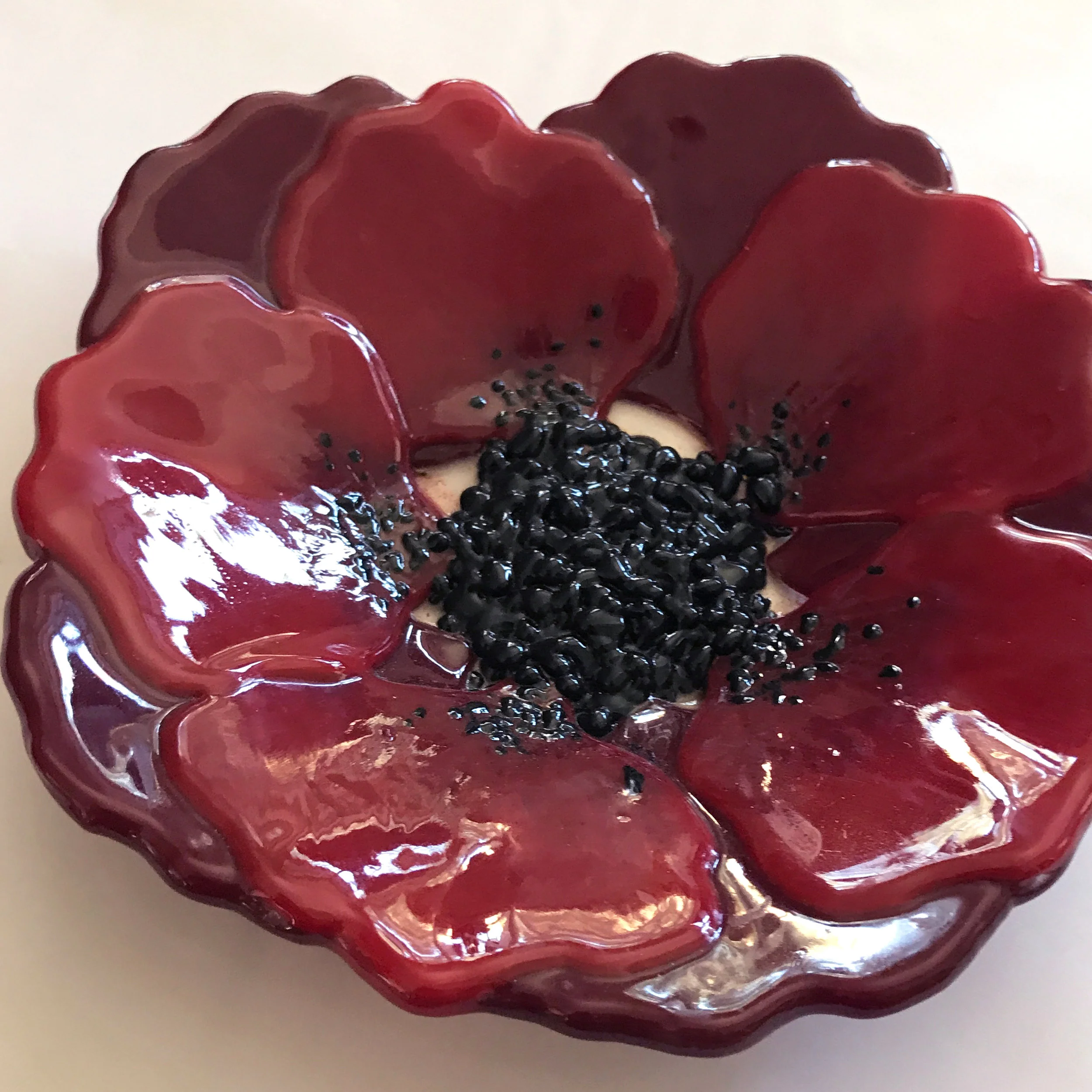 Double Red Poppy Bowl 7"