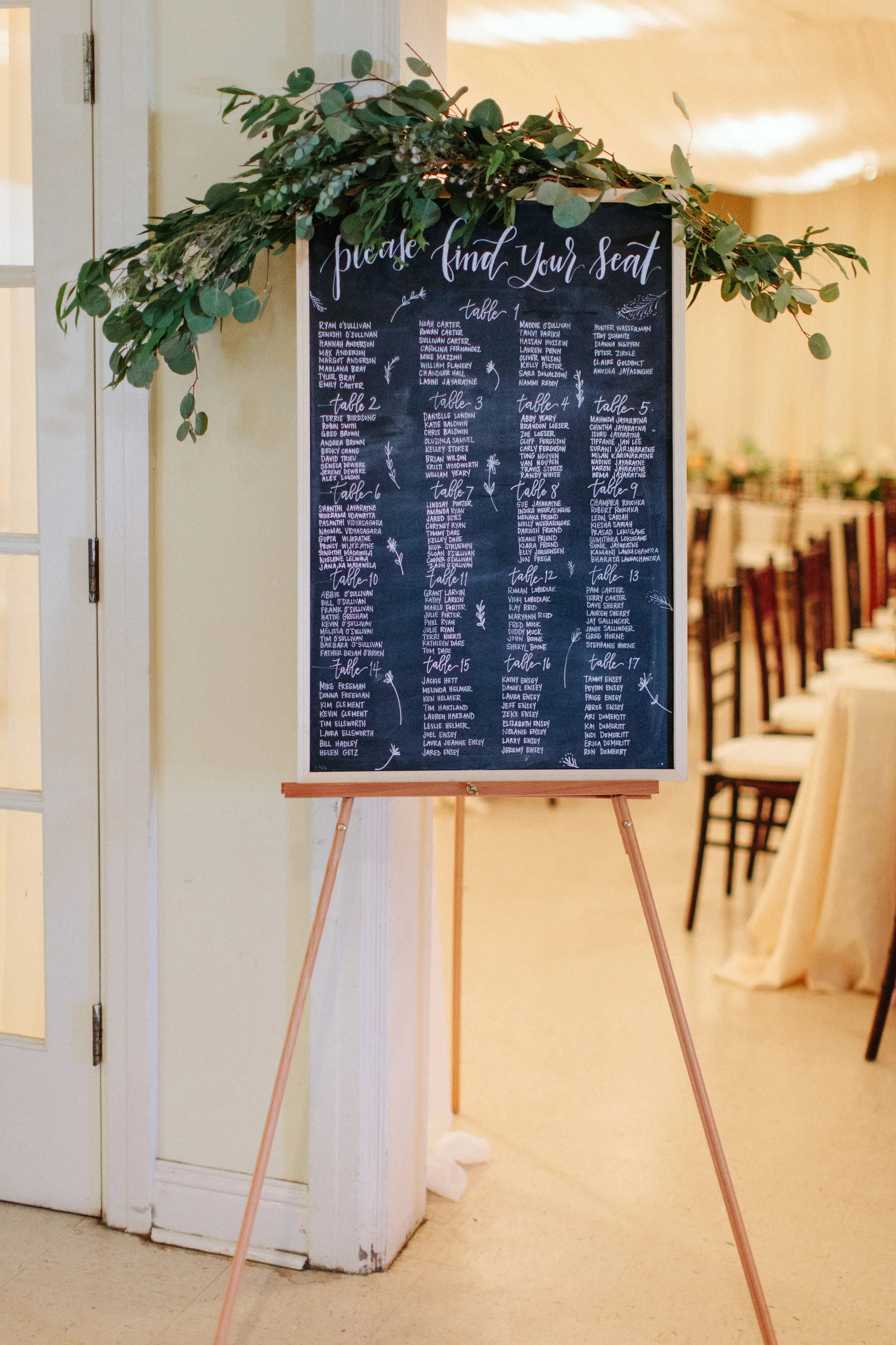 Top image by Monica Burgess; Seating Chart sign by Jen Dillender.