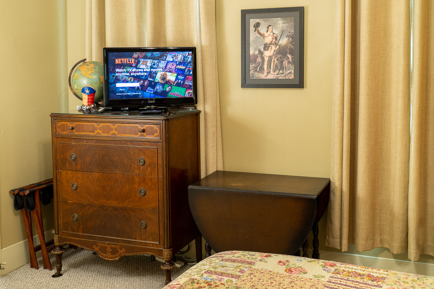  A picture of the Crockett Room television and chest. 