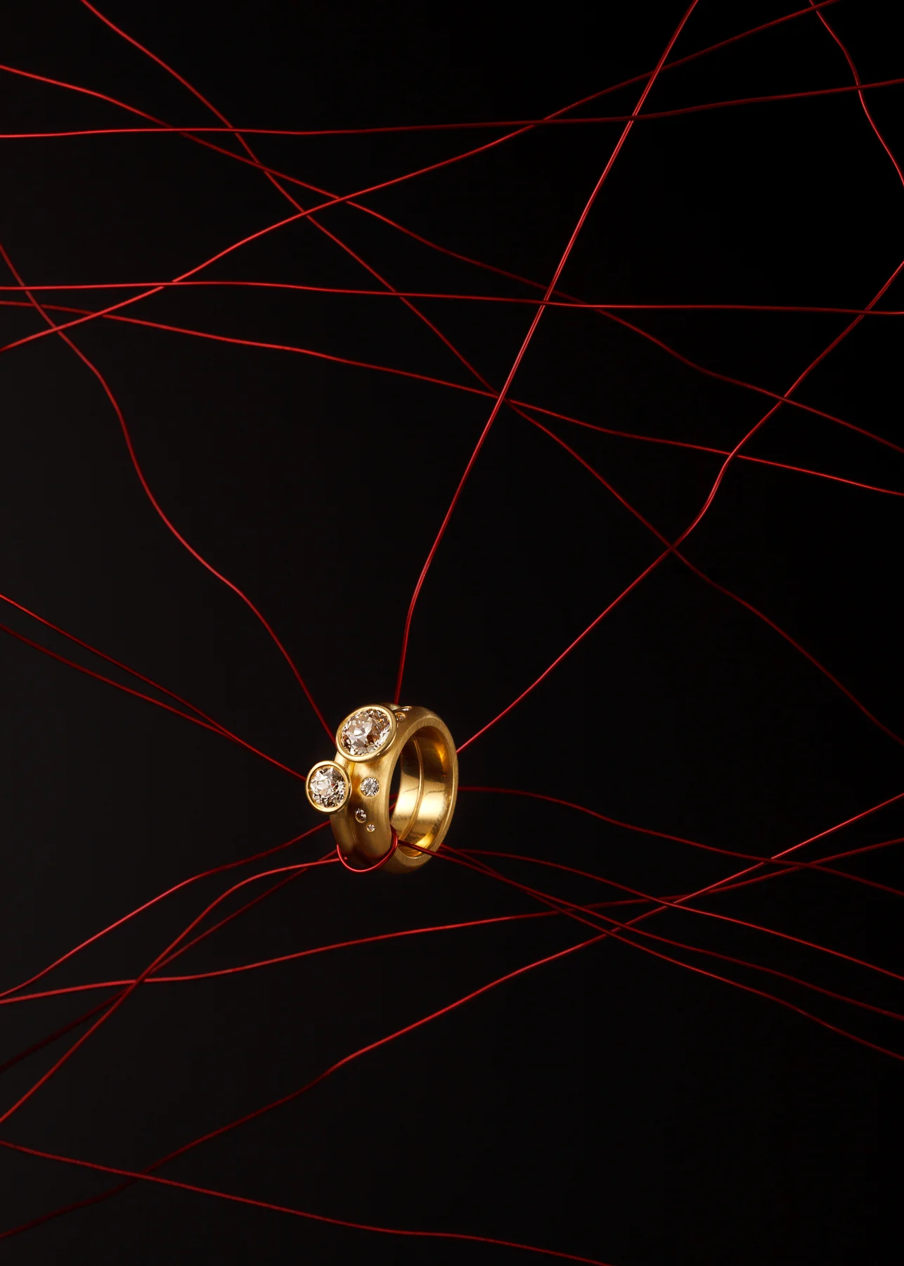 Handmade, one-of-a-kind Diamond Ring in 22kt yellow gold.