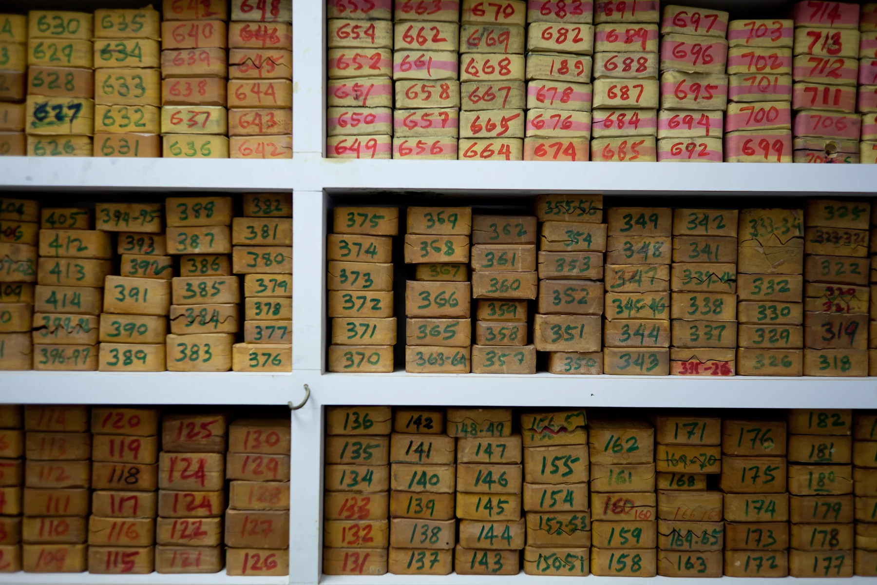 These are stacks of ring molds. The jeweler uses these to form the wax ring you'll see in the rest of the photos.