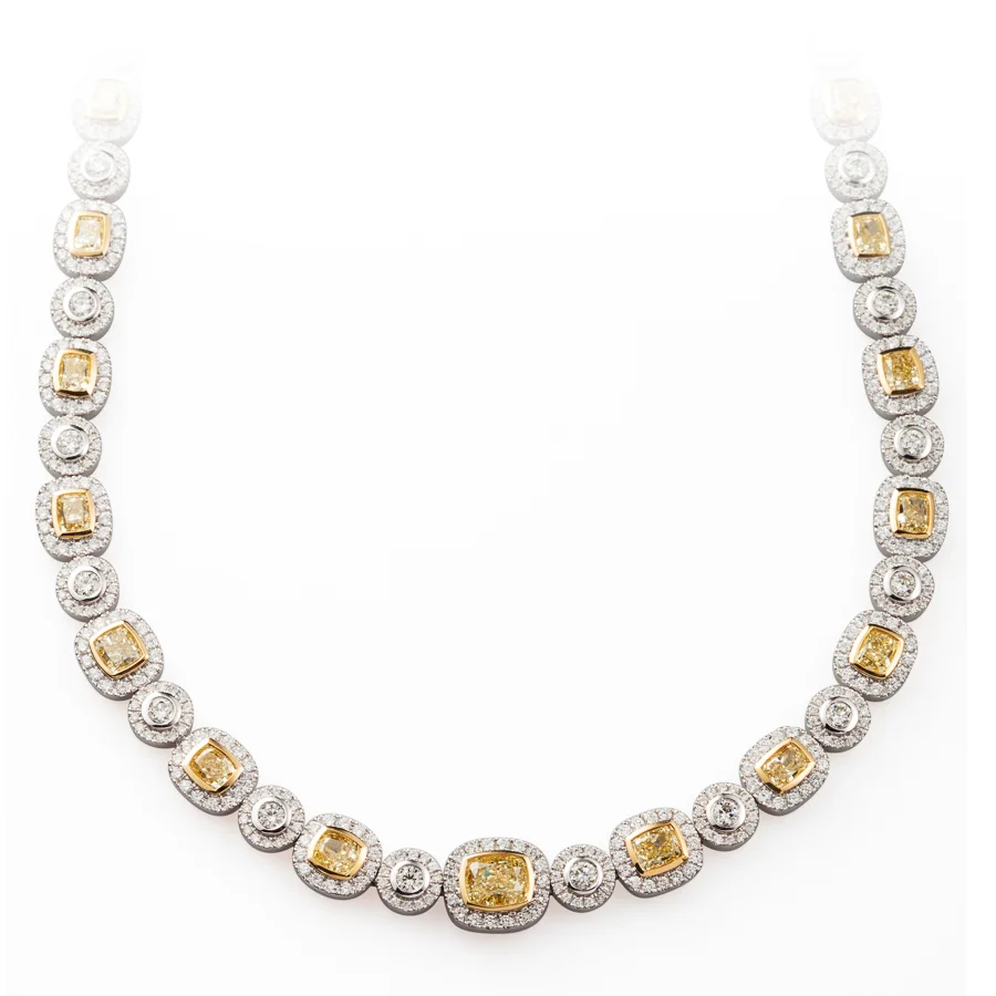  White and Yellow Diamond Necklace in 18kt White and Yellow Gold by Kathleen Dughi 