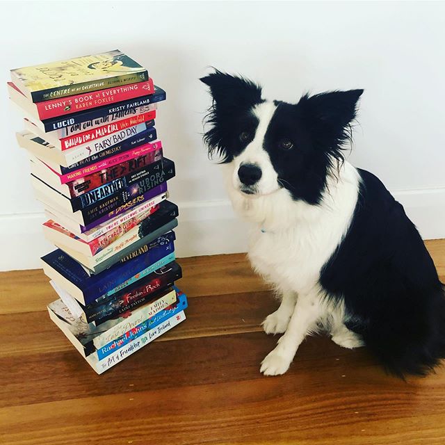 Was tagged by @rachaeljohnsauthor to do my pupper&rsquo;s height in books and these are some faves #harrietpotts #authorsofinstagram #books #bordercolliesofinstagram