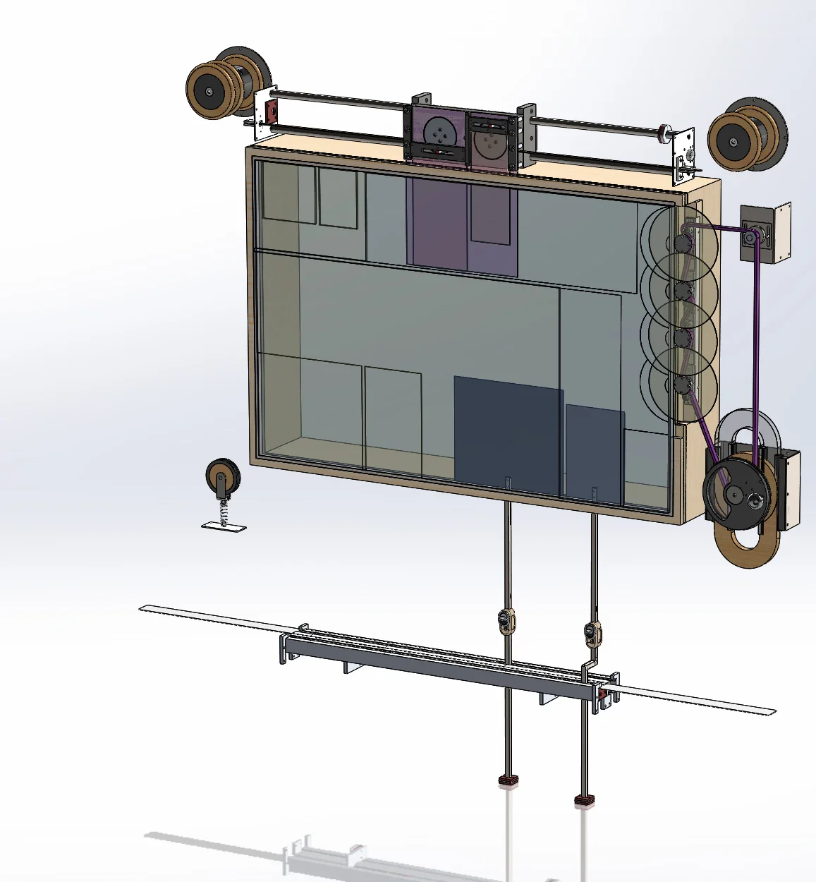 All the essential mechanisms are combined to make sure they work as one whole system. This is the 2nd last iteration before the showcase is built around it like a supporting structure that neatly wraps around the machine..