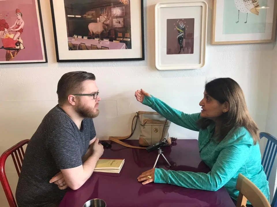 Eric Malmquist interviews Iman for his new work. Eric interviewed members of the Assyrian refugee community for his new work, Two Assyrian Songs .