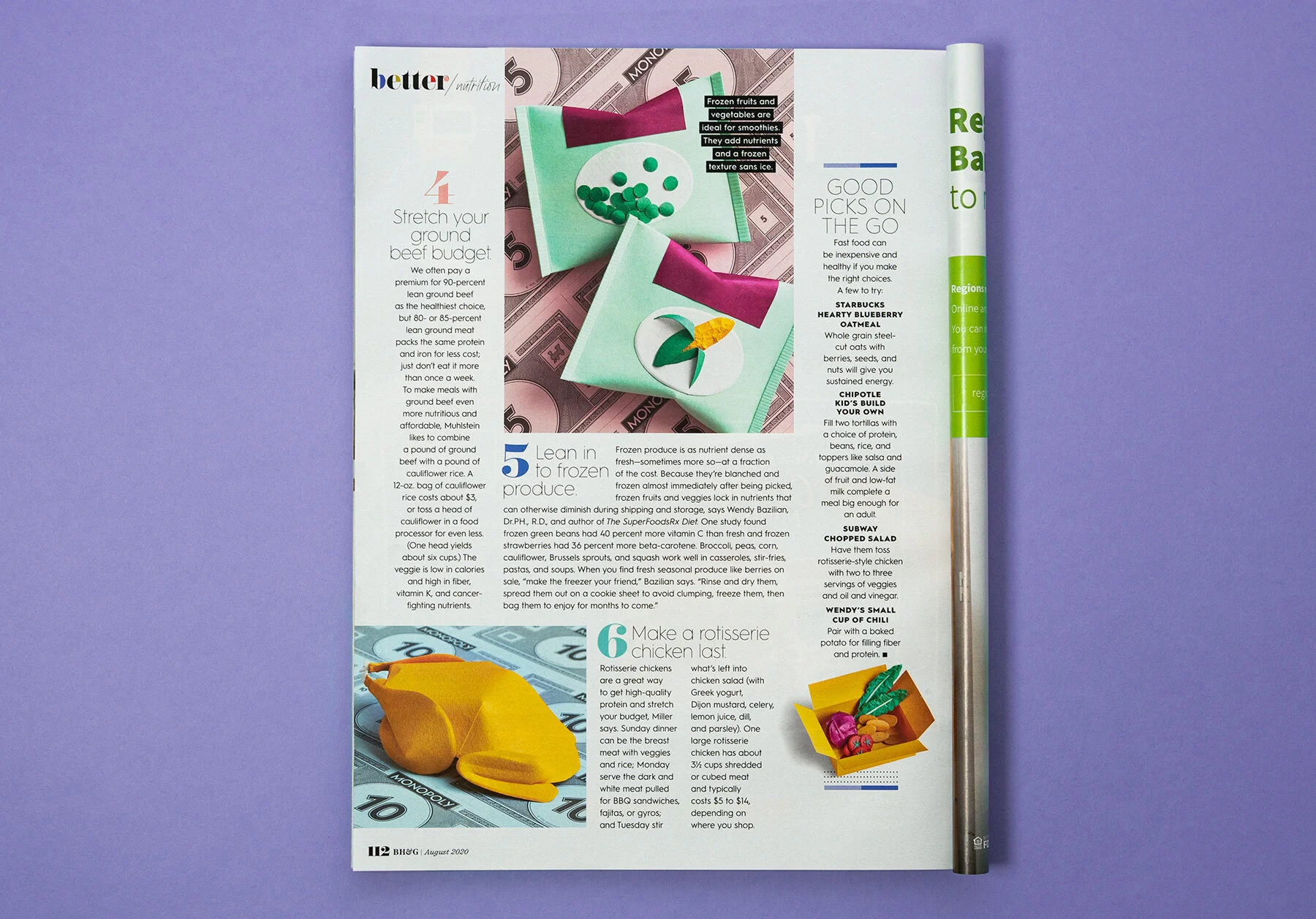 Magazine page with image of frozen veggies