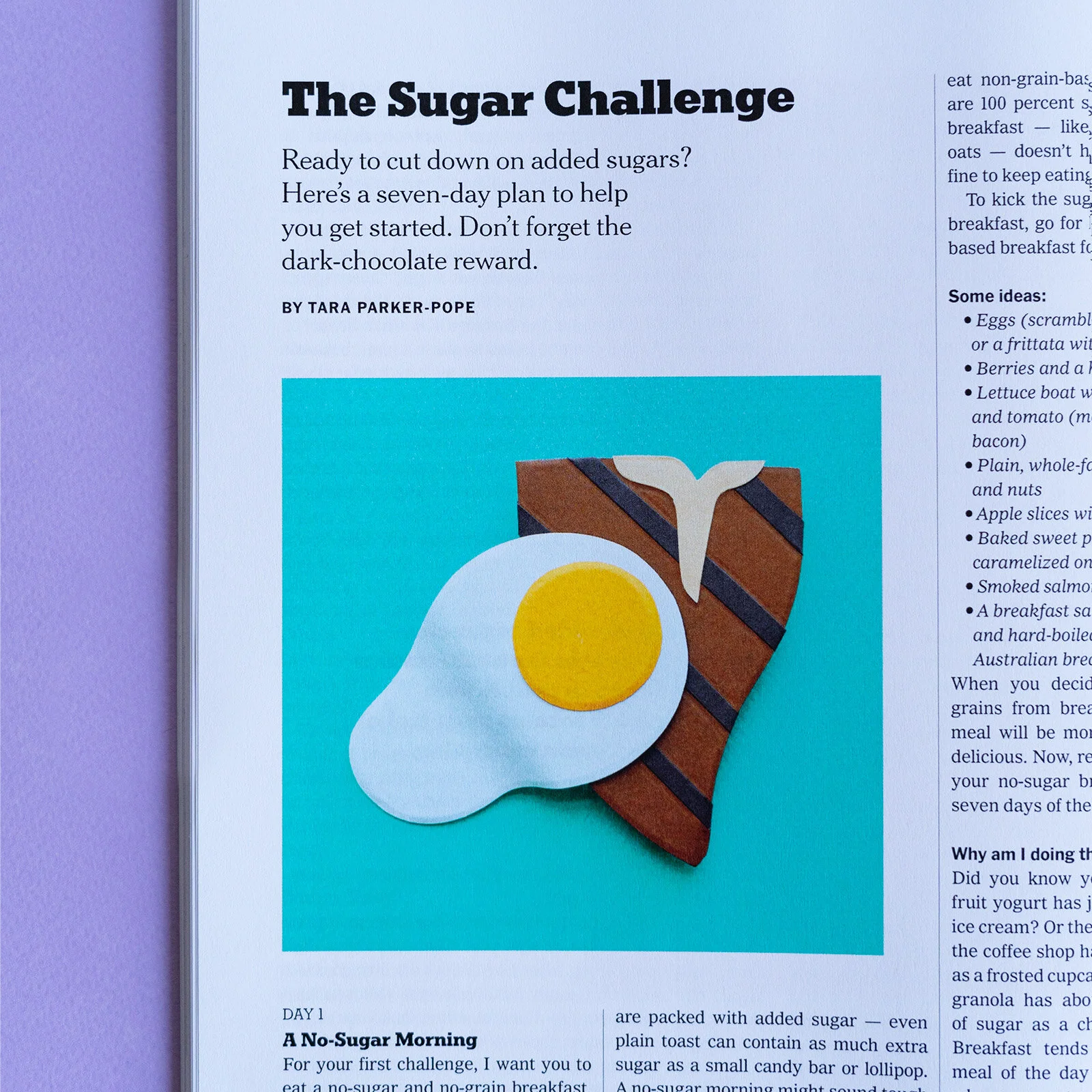 Magazine close up with paper steak and eggs