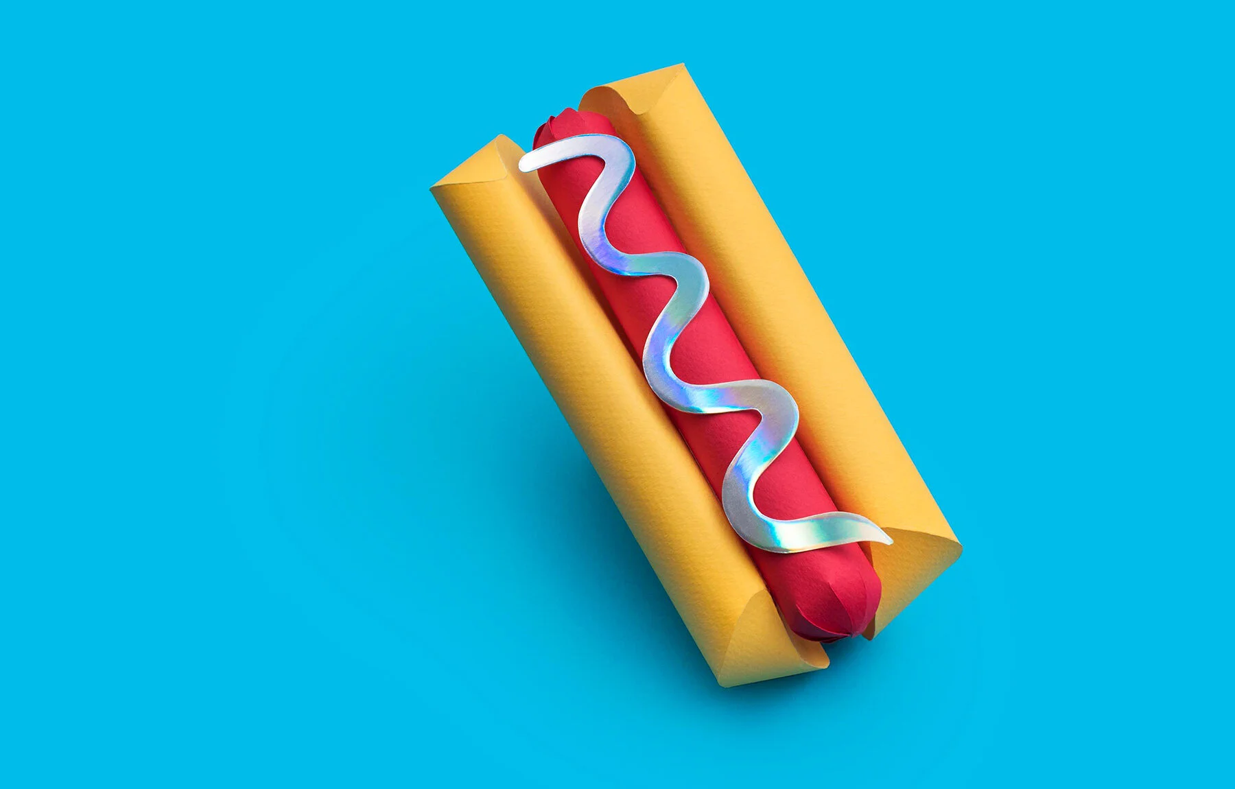 Paper hotdog with holographic ketchup