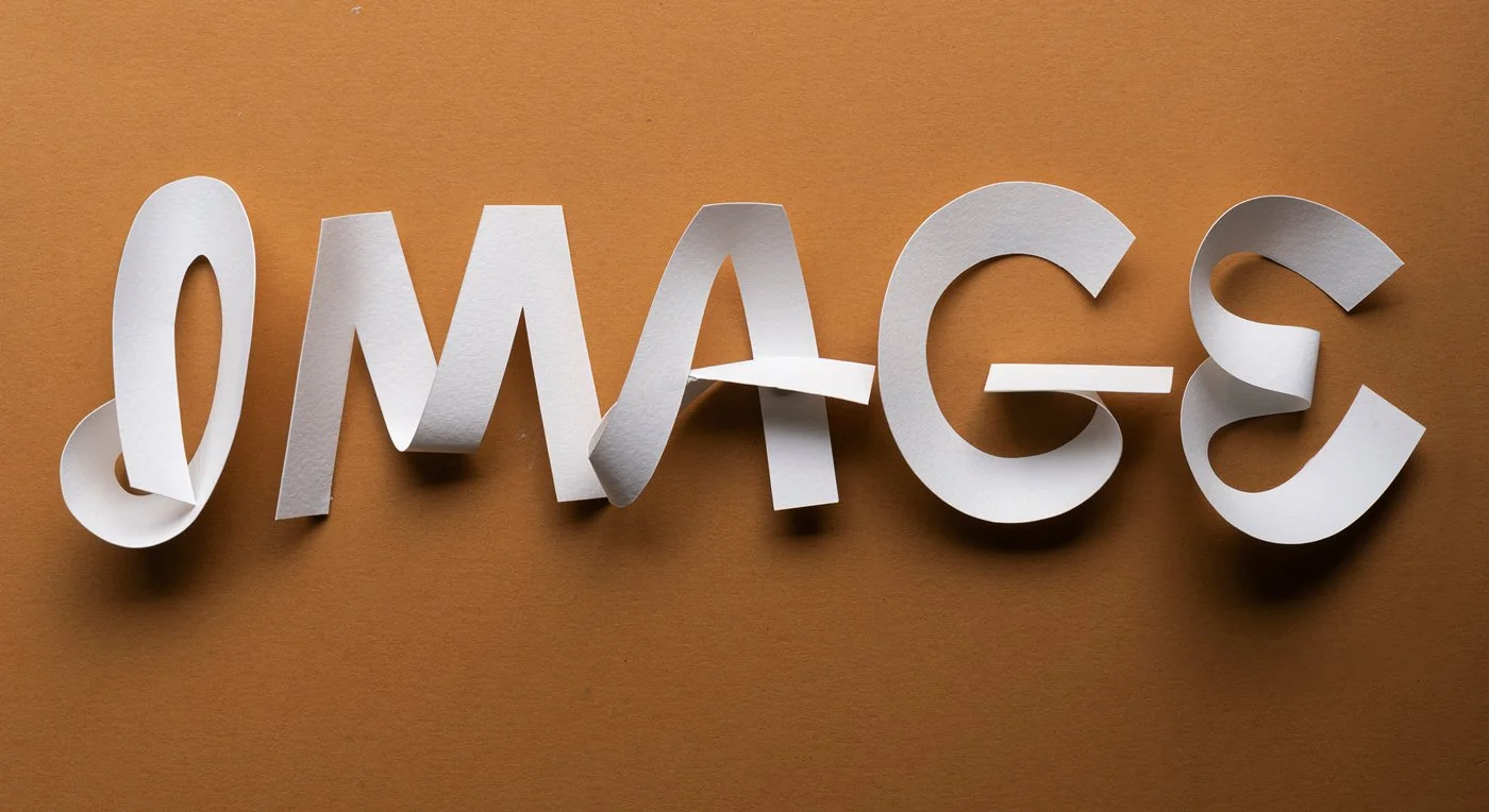 Paper letters spell out the word "IMAGE"