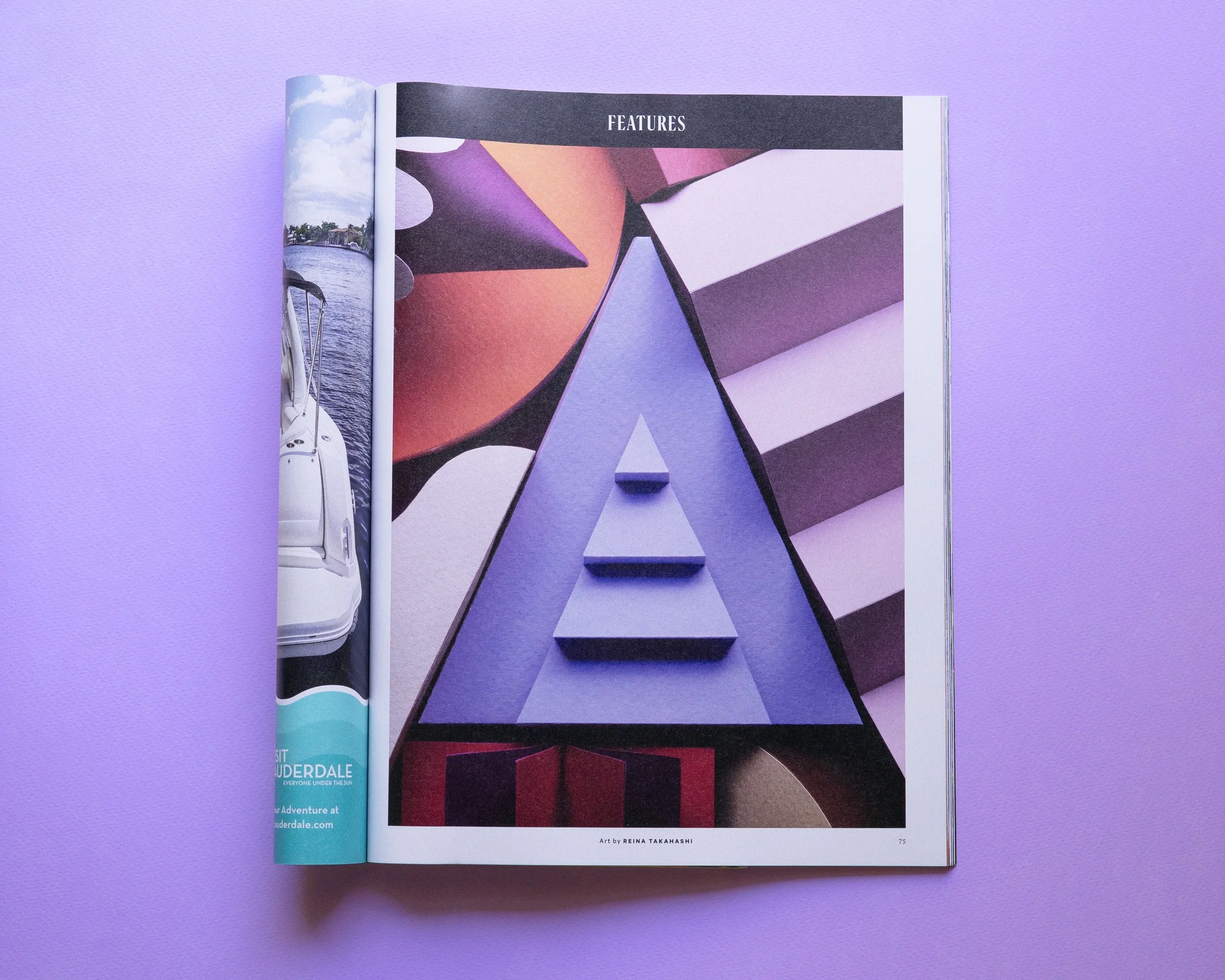 Photo of a page in a magazine with paper shapes