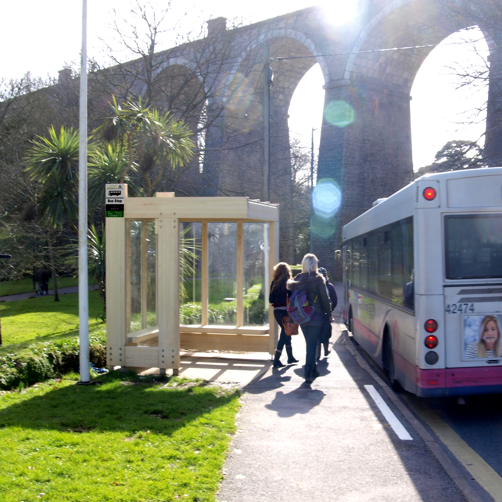 Low maintenance Bus Shelter in Accoya Wood