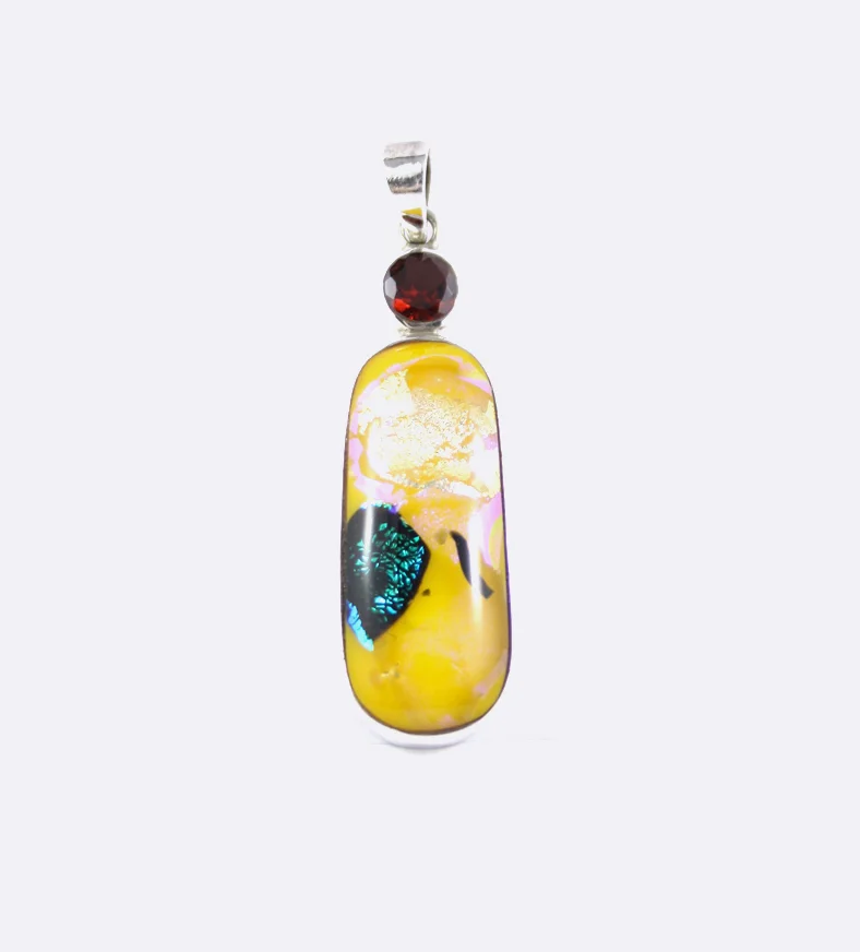 Dichroic Glass and Garnet Pendant