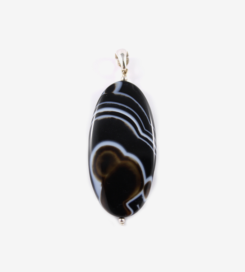 Sardonyx Pendant with Silver Clasp