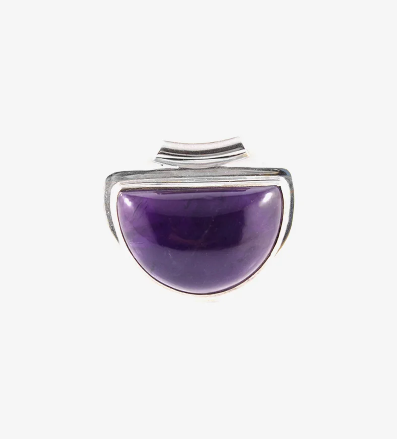 Cabachon Half Moon Amethyst Pendant