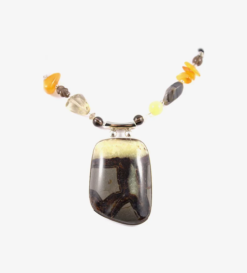 Septarian Nodule Beaded Necklace