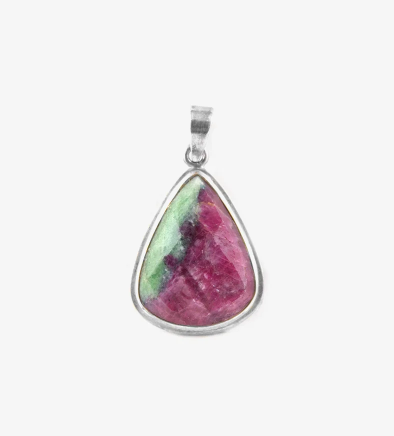Faceted Teardrop Ruby Zoisite Pendant