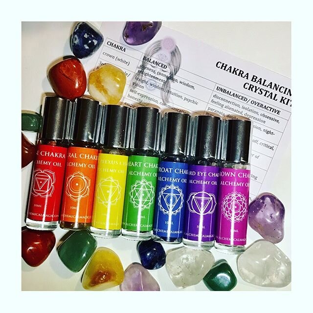 We have a limited number of our crystal chakra oils left in stock. These divine essential oil blends help to achieve balance in our bodies and our lives, helping us to feel safe &amp; protected. Can be purchased individually or as a set of 7. Availab