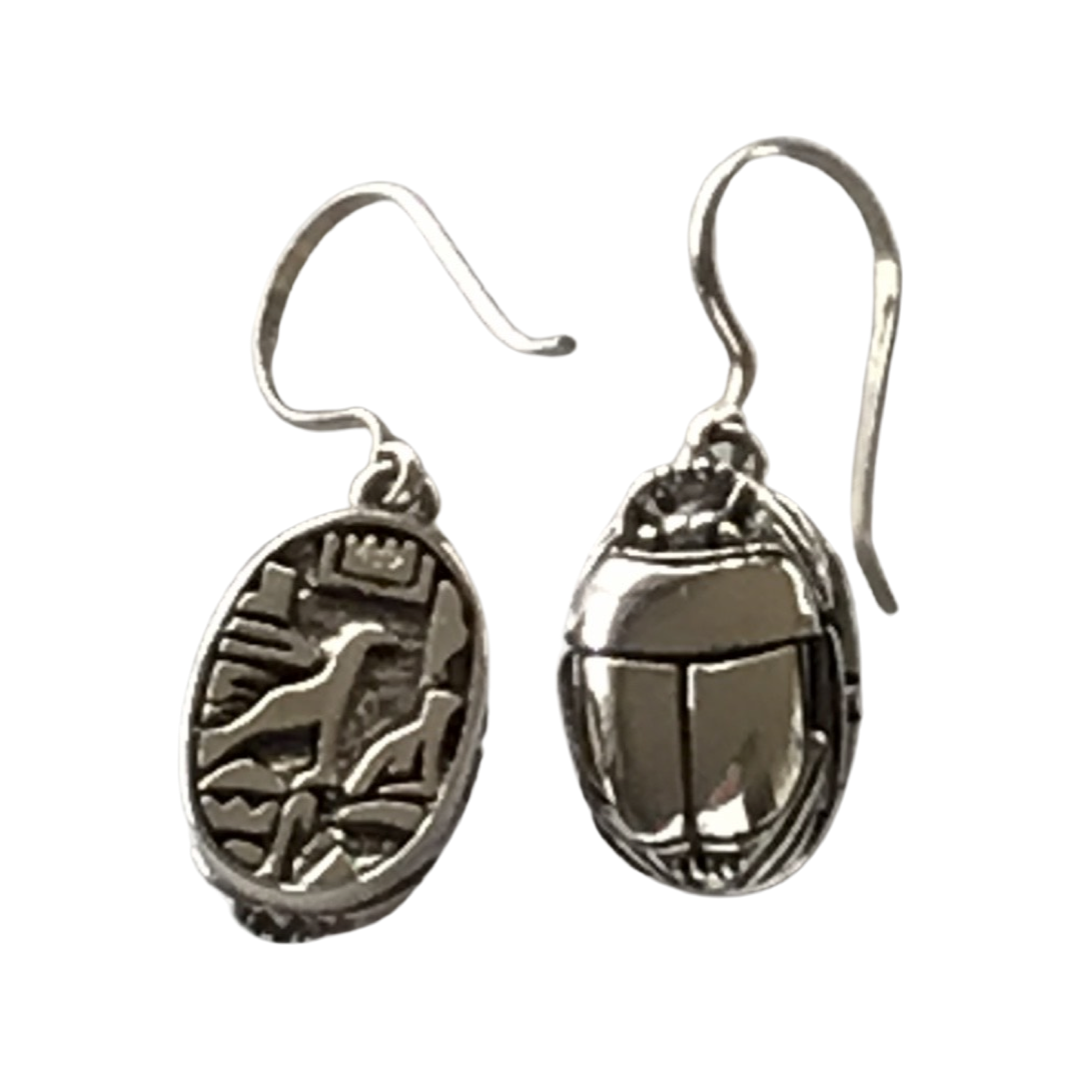 Silver Scarab Earrings