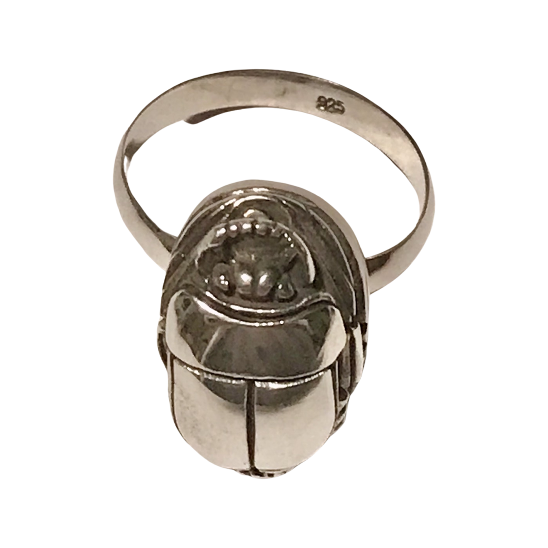 Silver Scarab Ring - Adjustable