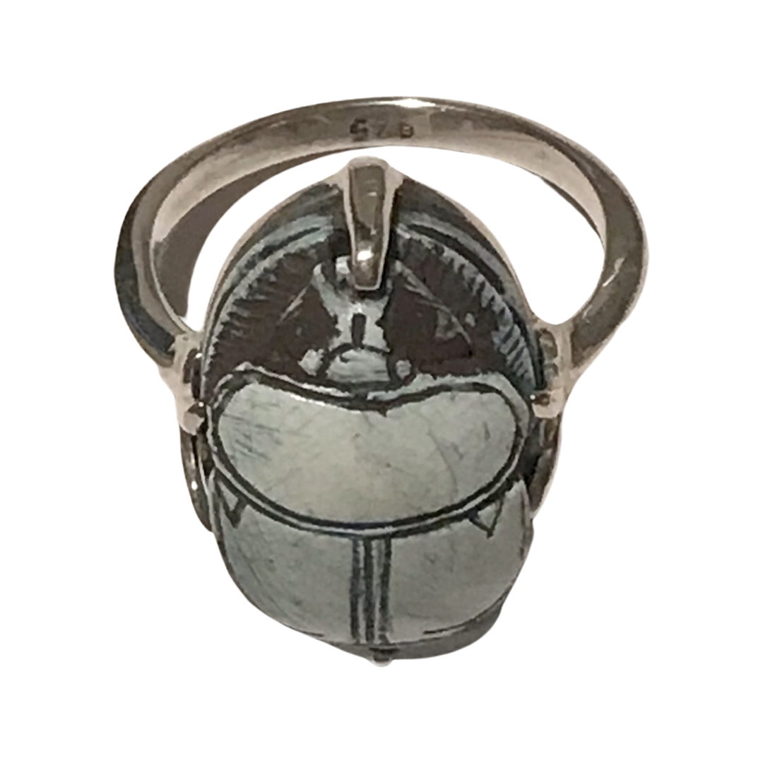 Blue Scarab Amulet Ring (small)