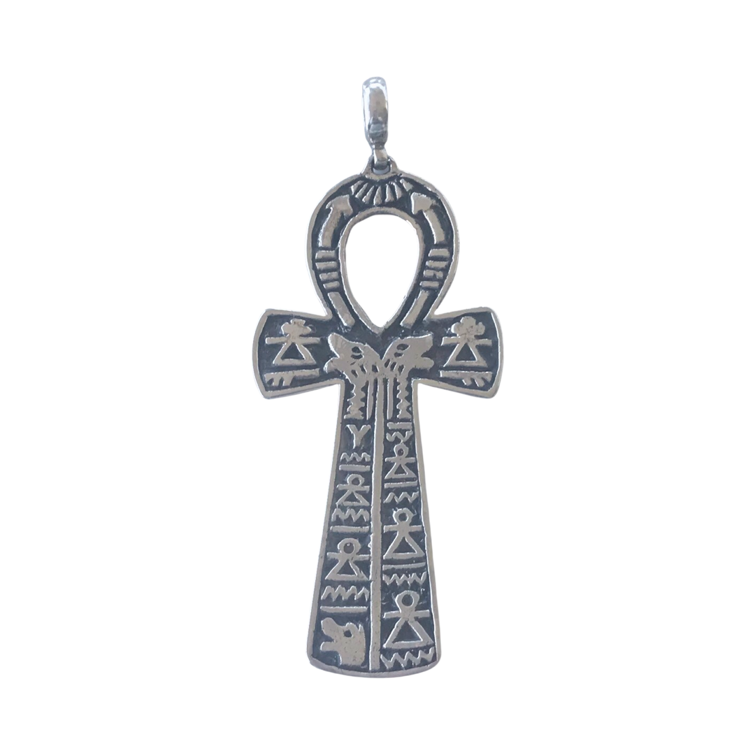 Ankh Silver Carved with Symbols