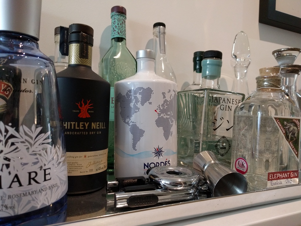 Part of my current gin bar selection.