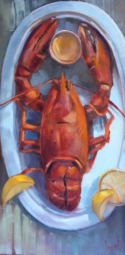 The last painting of 2018. Hard to image we are almost done with this year. A really wonderful one it was: travel, friends, learning to let people in my life again, learning to let go of what doesn’t make you a better person, laughing a whole lot, and becoming a better painter. I am so lucky to have this passion, and have friends who feel the same way. Now, wrapping, packing, Christmas parties and parades… and off to Paris tomorrow to be with family. Merry Christmas everyone! xxx “Lobster”, 30x15 oil