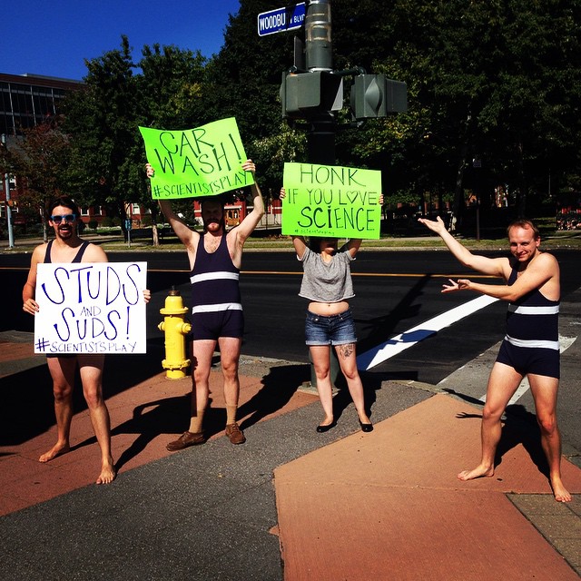 Studs and Suds at The Scientists Car Wash #scientistsplay #rocfringe2014 @rochester_fringe @gevatheatre