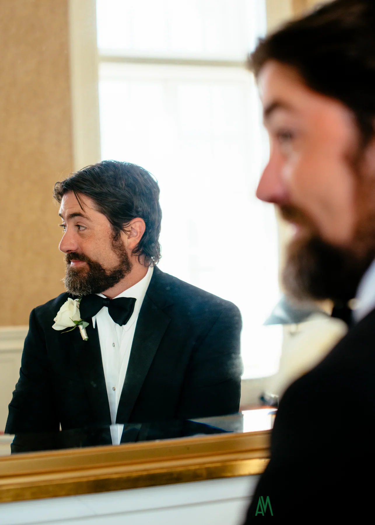 Groom Preparation at the History Museum of Mobile. Government Street Presbyterian Church Mobile Wedding. Andrea Mabry Photography.