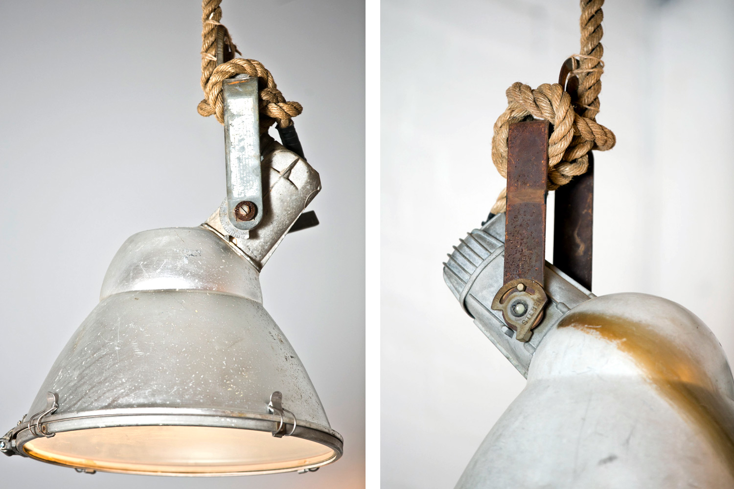 Salvaged Glass Diffuser Light on Rope